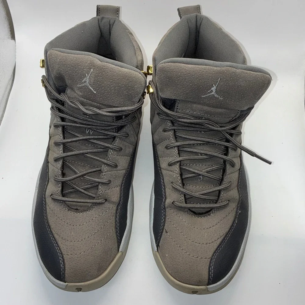 Jordan 12 Retro Dark Grey Mens Basketball Shoes 130690-005 Size 10 Gold Eyelets